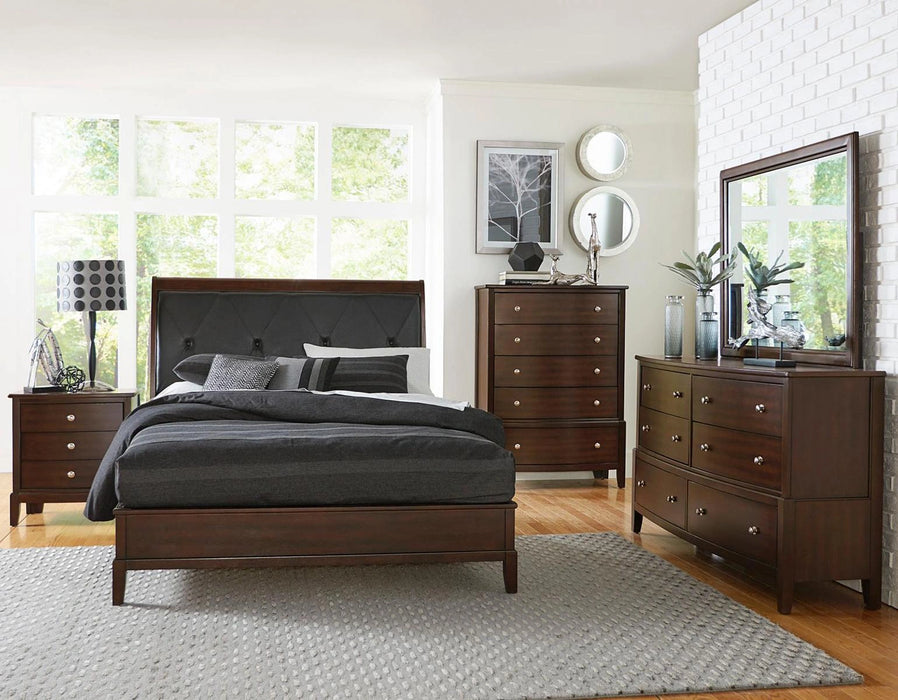 Cotterill Queen Upholstered Sleigh Bed in Cherry 1730-1