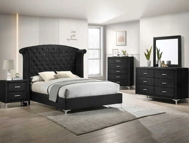 Crown Mark Furniture Lucinda 2 Drawer Nightstand in Black image