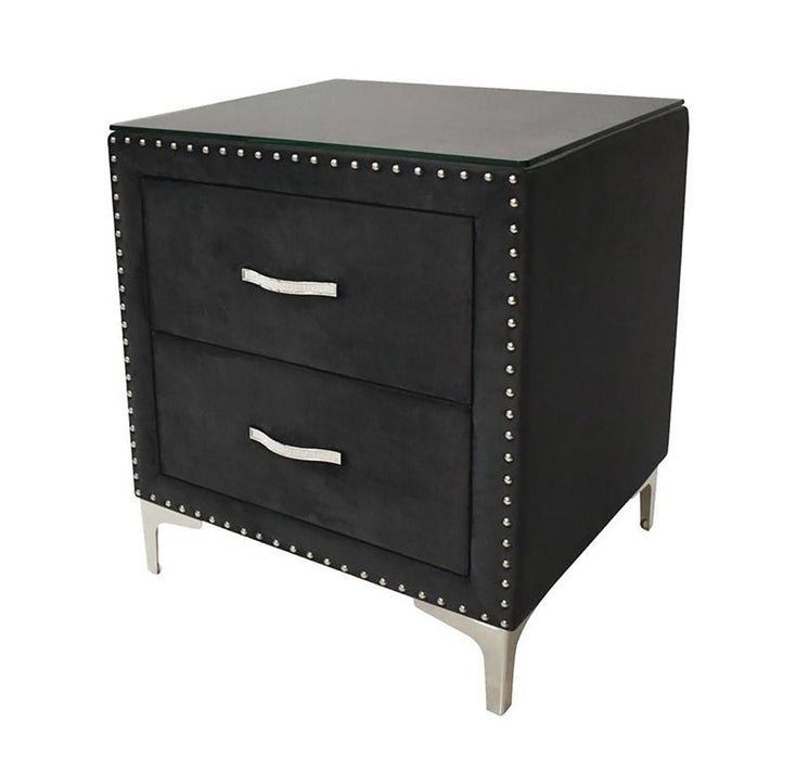 Crown Mark Furniture Lucinda 2 Drawer Nightstand in Black image