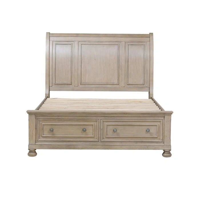 Bethel Queen Sleigh Platform Bed with Footboard Storage in Gray 2259GY-1*