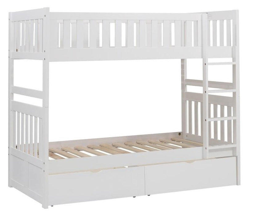 Galen Twin/Twin Bunk Bed w/ Storage Boxes in White B2053W-1*T