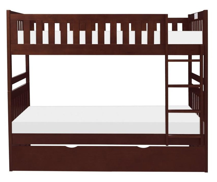 Rowe Twin/Twin Bunk Bed w/ Twin Trundle Bed in Dark Cherry B2013DC-1*R