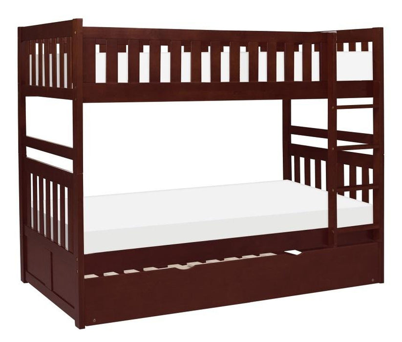 Rowe Twin/Twin Bunk Bed w/ Twin Trundle Bed in Dark Cherry B2013DC-1*R