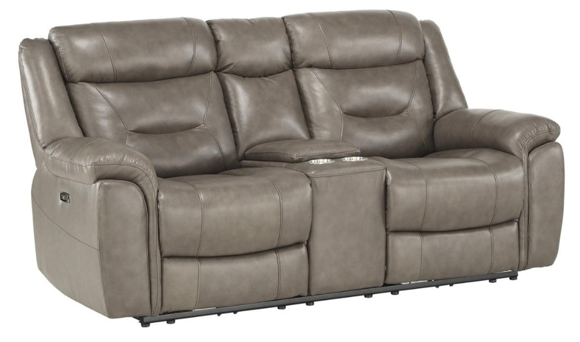 Danio Power Double Reclining Loveseat with Power Headrests in Brownish Gray 9528BRG-2PWH