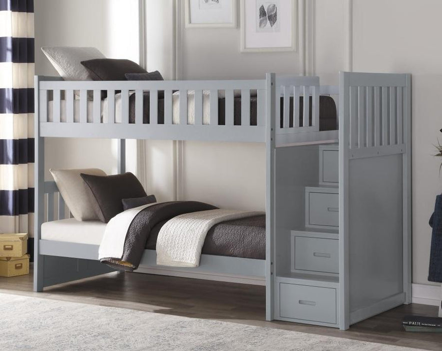 Orion Bunk Bed w/ Reversible Step Storage in Gray B2063SB-1*