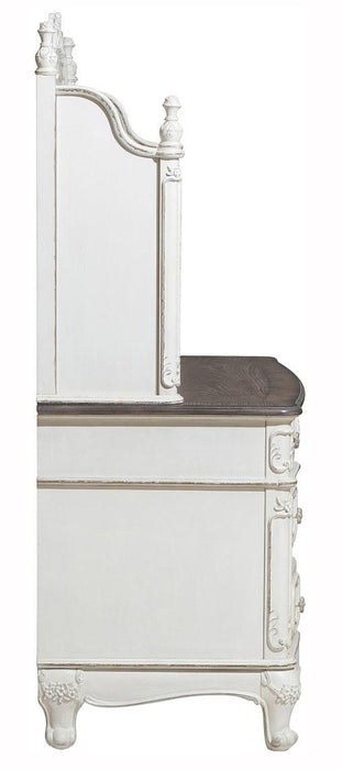 Cinderella Writing Desk in Antique White with Grey Rub-Through 1386NW-11