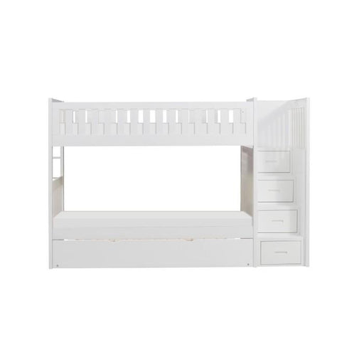 Galen Bunk Bed w/ Reversible Step Storage and Twin Trundle in White B2053SBW-1*R image