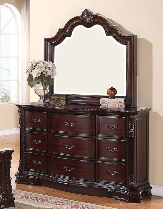 Crown Mark Furniture Sheffield Dresser Mirror in Dark Cherry