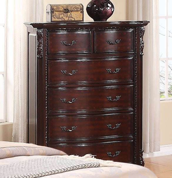 Crown Mark Furniture Sheffield 6-Drawer Chest in Dark Cherry