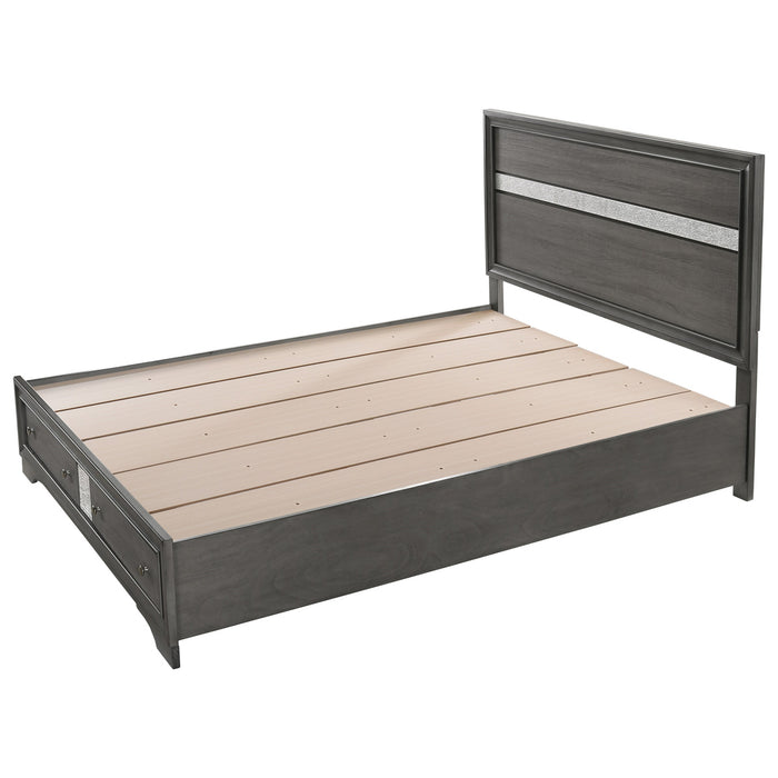 Crown Mark Regata Queen Storage Bed in Grey