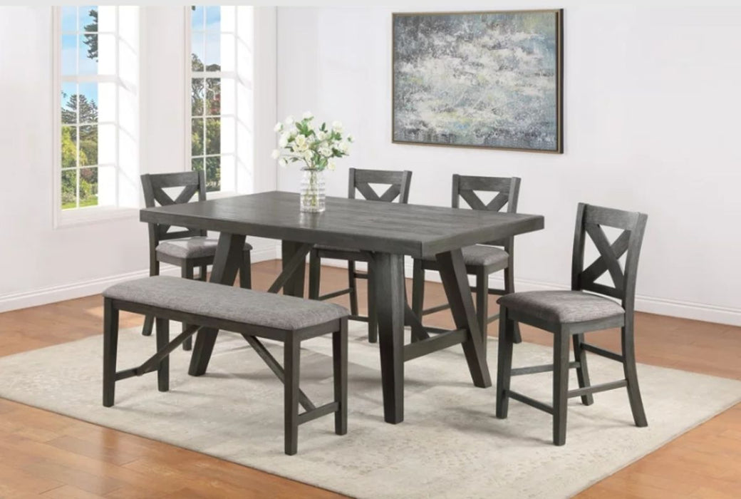 Crown Mark Furniture Rufus Bench in Dark Gray