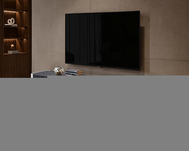 Leknes TV Stand Black w/ Silver Frame