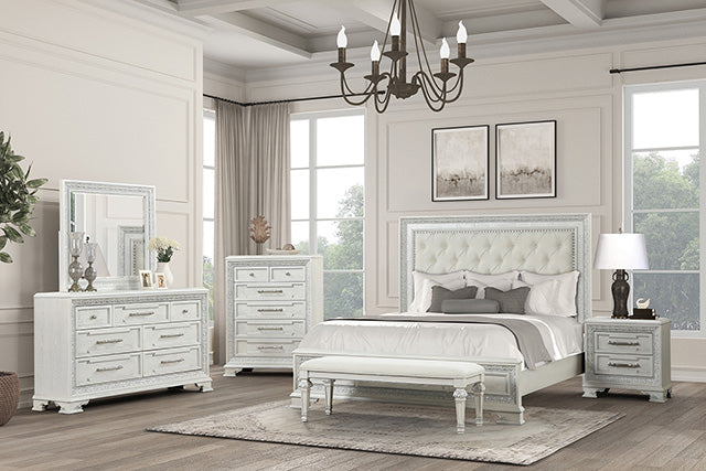Stella Mia 4 Pc 5 Pc Queen Bedroom Set White & White